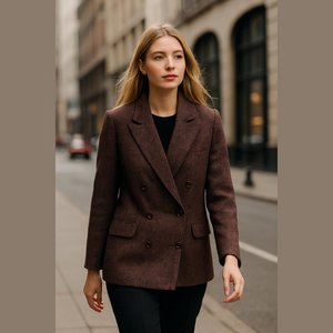 Vintage Herringbone Double Breasted Pea Coat Westbrook M. Liman